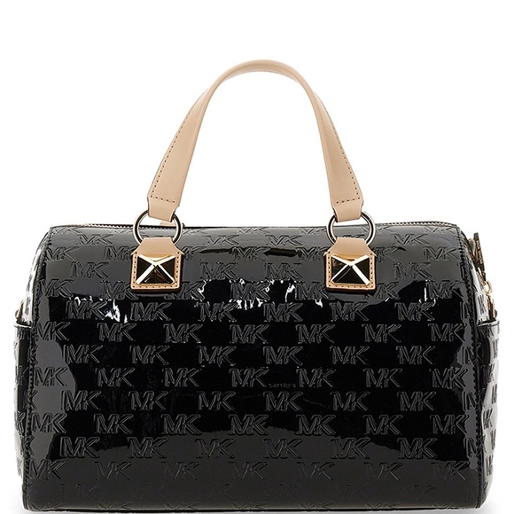 FINAL $$DROP!!BLACK PATENT MICHAEL KORS GRAYSON MEDIUM SACHEL AUTHENTIC - Picture 3 of 15